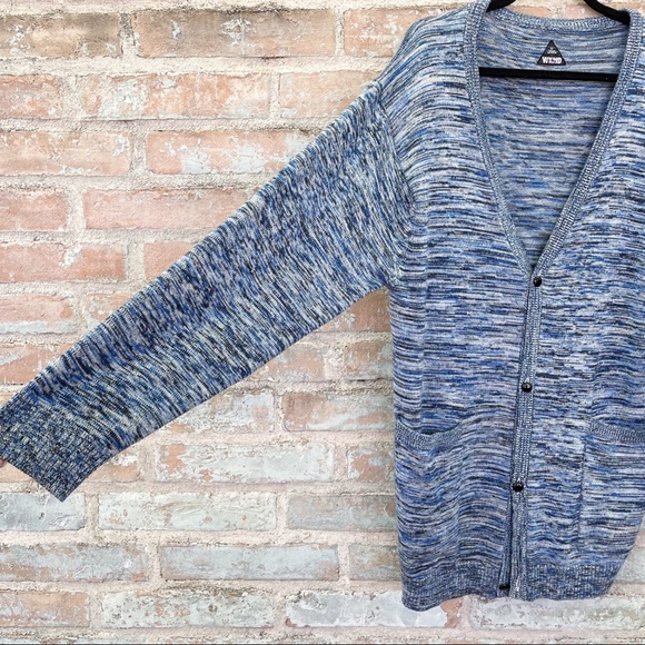 Cheap Monday Cardigan Dream WKND Oversized Long Blue Marled Grandpa Sweater S - Picture 11 of 15